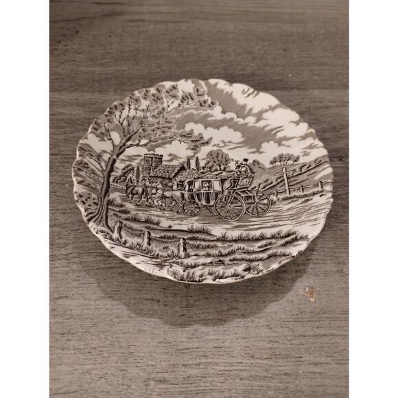 Royal Mail Fine Staffordshire Ironstone England Black Transferware Saucer - Picture 1 of 3